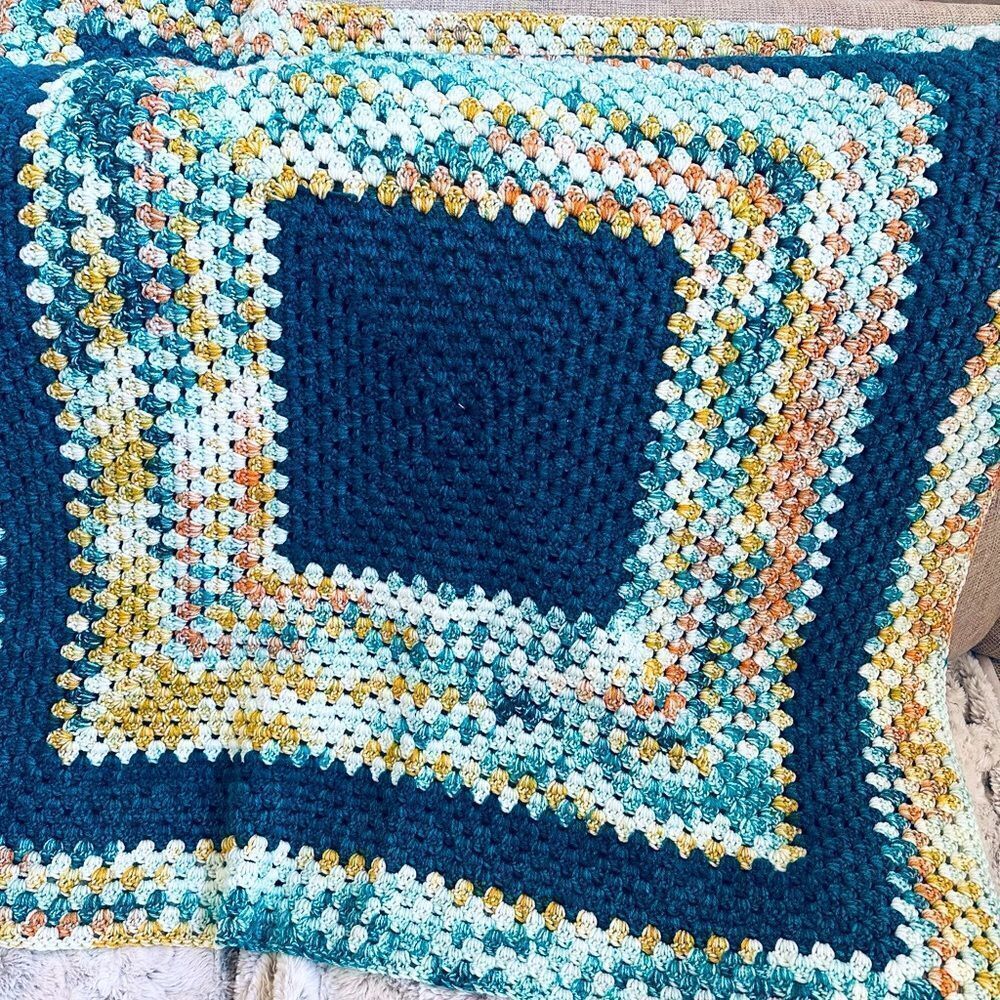 Vintage Crochet Handmade Afghan Baby Blanket Throw